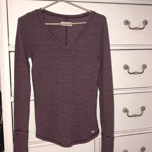 maroon and white striped long sleeve